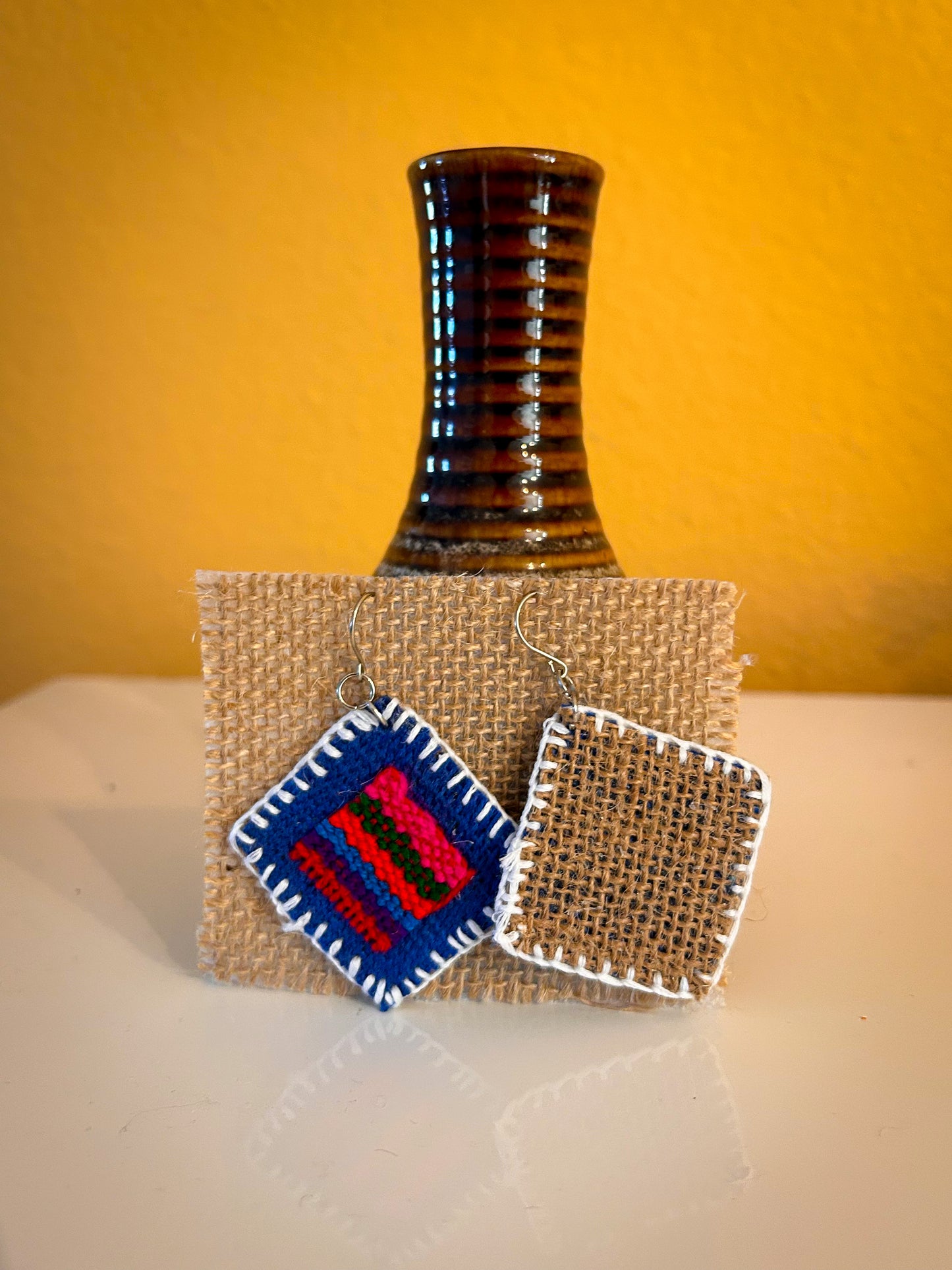 Unique Indigenous Textile handmade earrings.