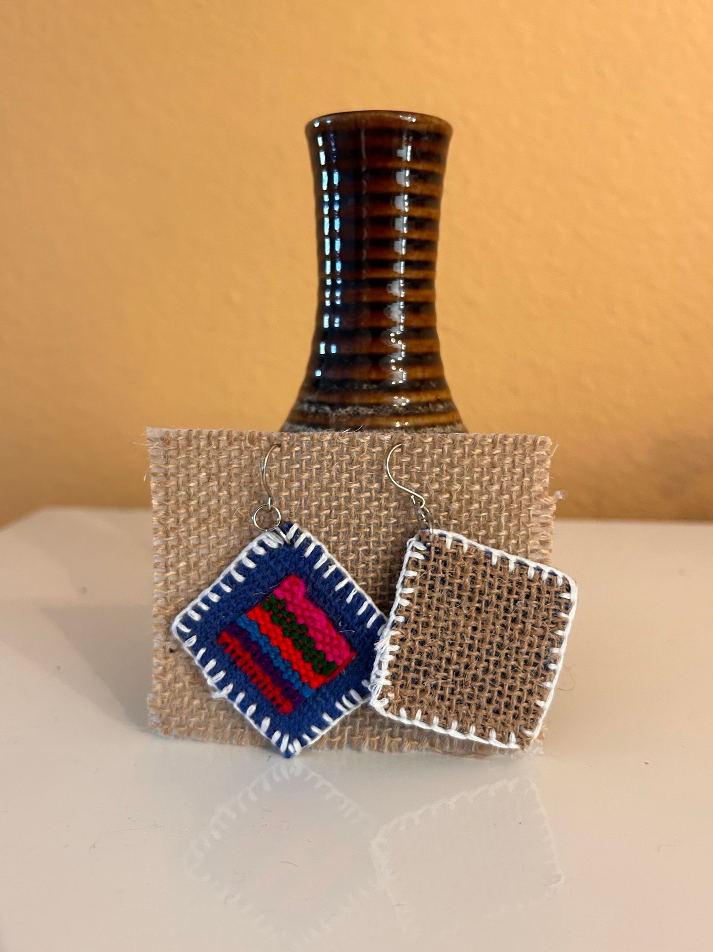 Unique Indigenous Textile handmade earrings.