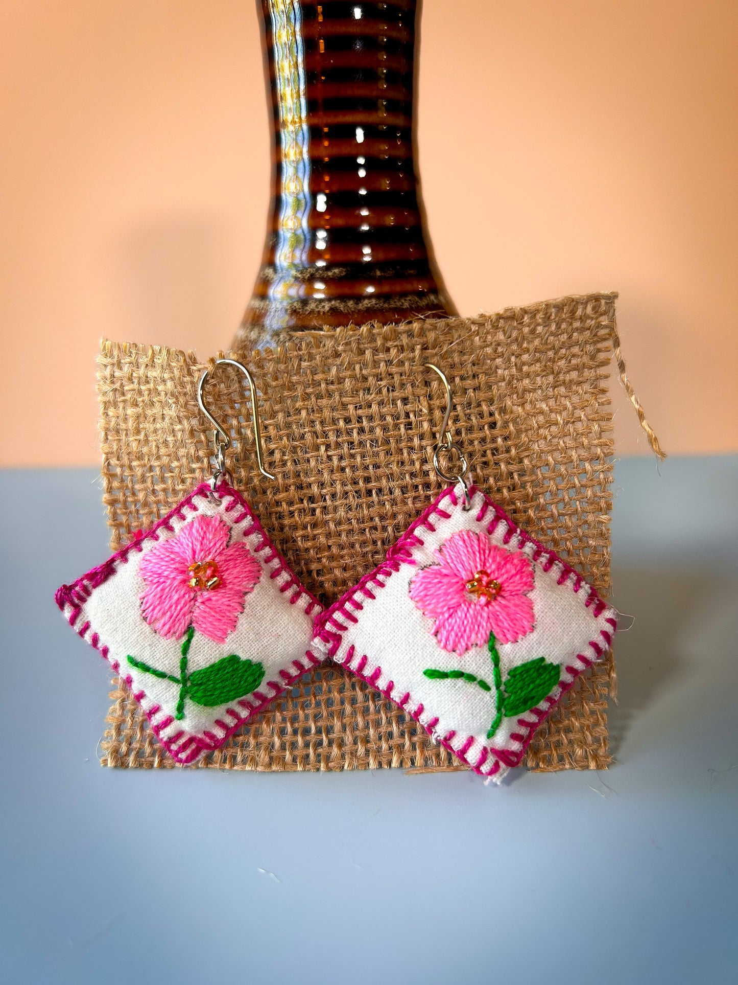 Handmade Artisan Fabric & Embroidery Earrings