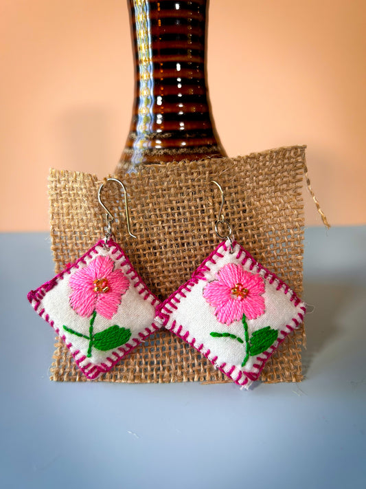 Handmade Artisan Fabric & Embroidery Earrings