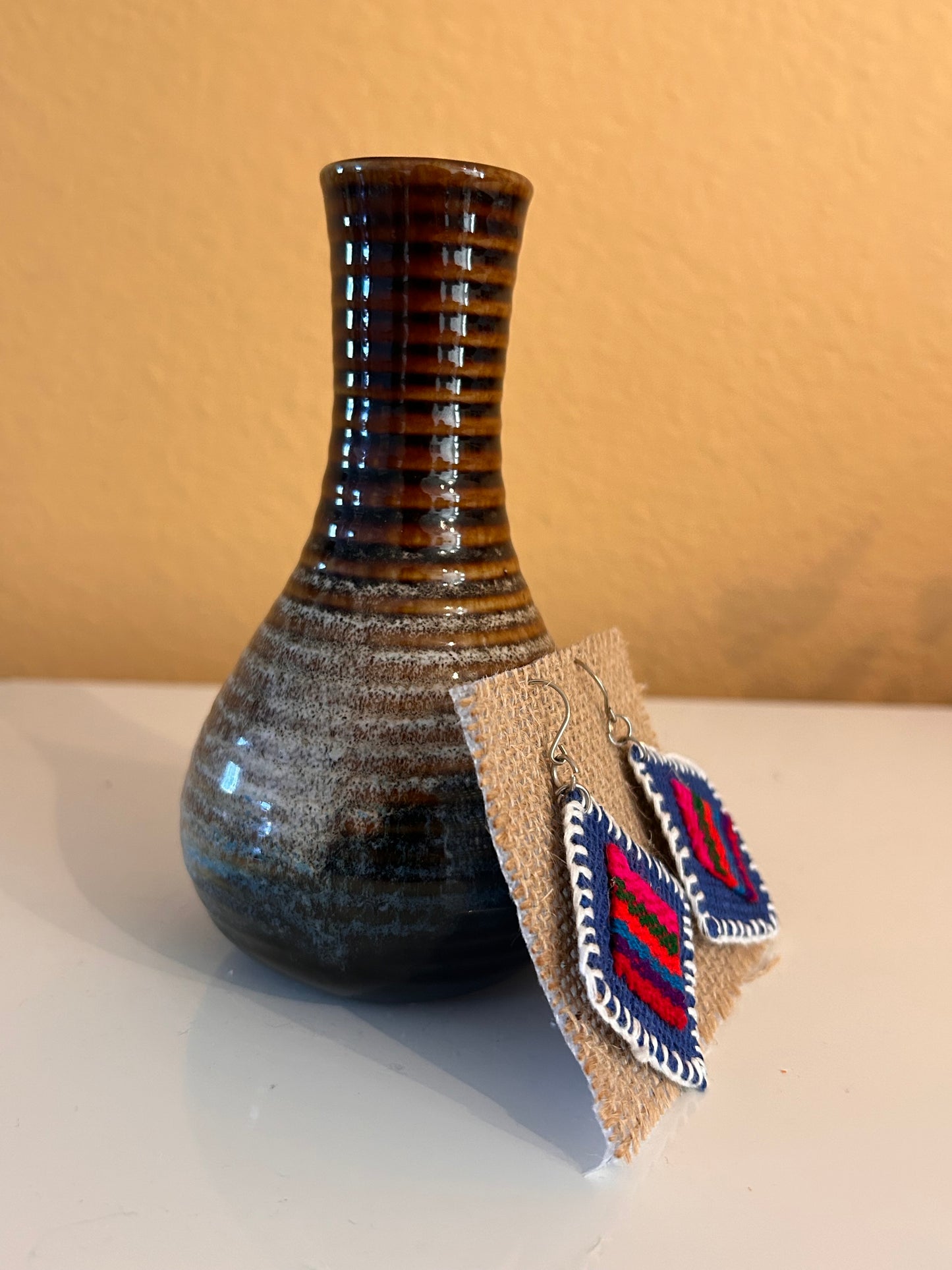 Unique Indigenous Textile handmade earrings.