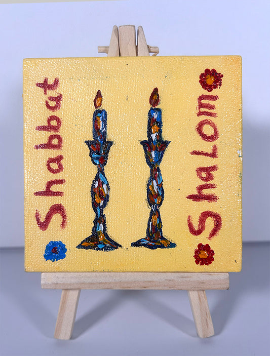 Shabbat Candles Mini Acrylic Art Canvas