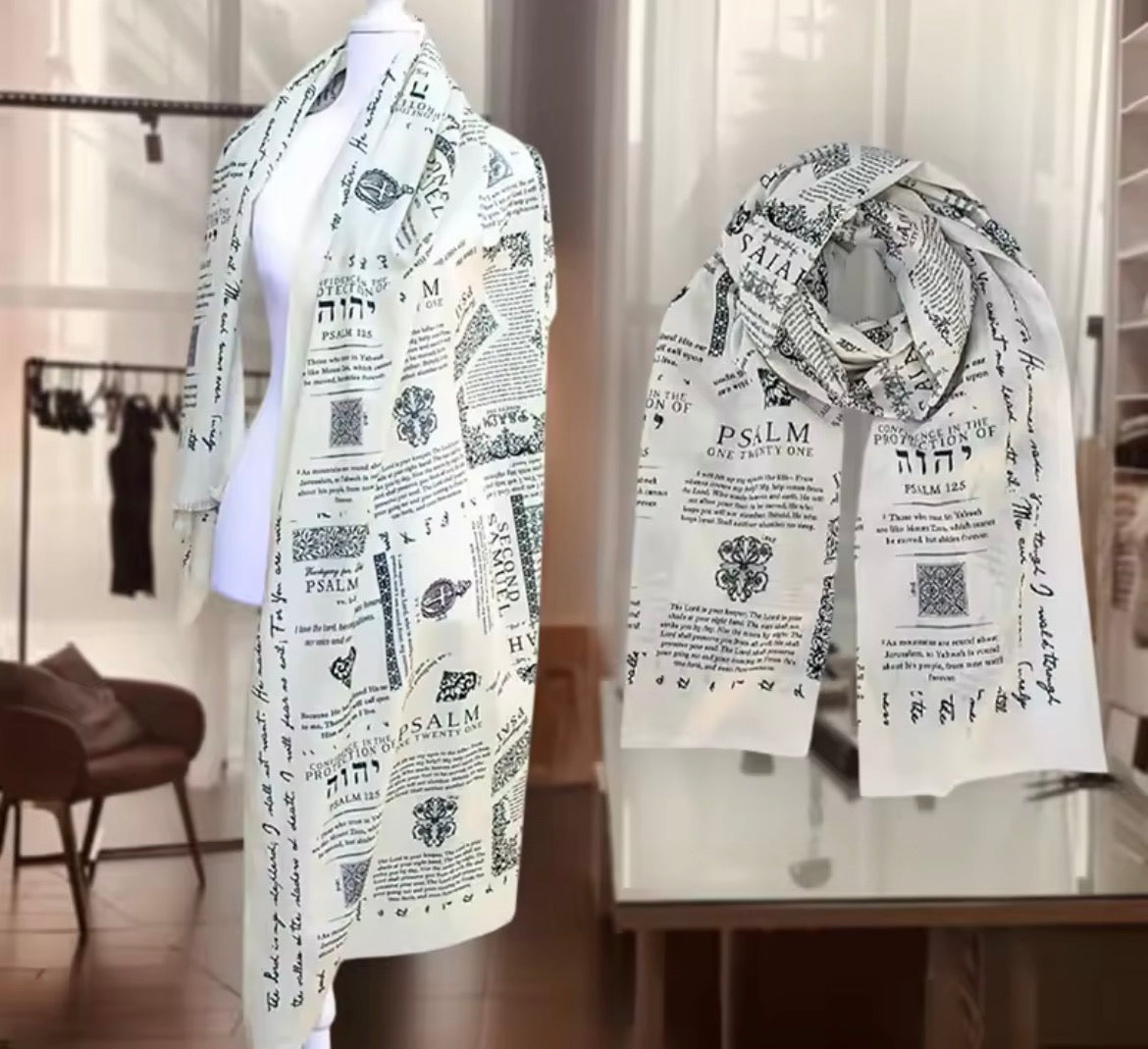 Handcrafted Prayer Shawl, 180cm/70.87in X 70cm/27.56 Bible Verse Scarf, Yeshua Scripture Wrap