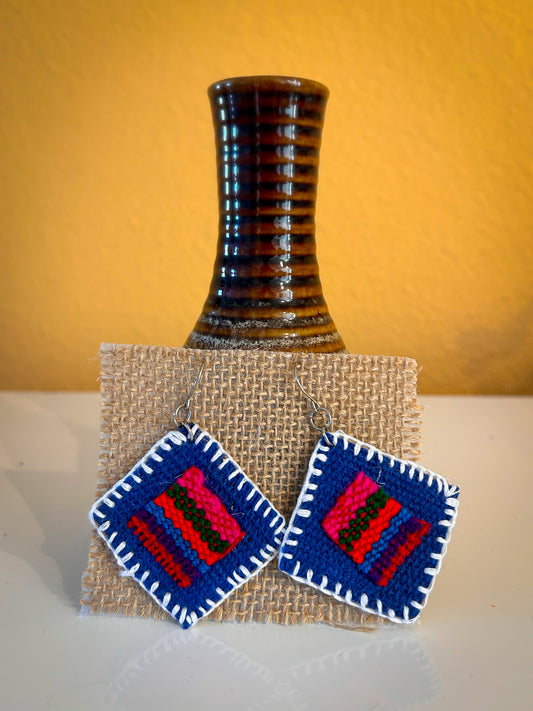 Unique Indigenous Textile handmade earrings.