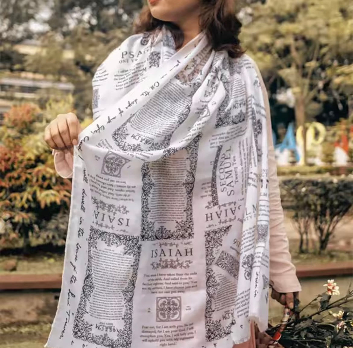 Handcrafted Prayer Shawl, 180cm/70.87in X 70cm/27.56 Bible Verse Scarf, Yeshua Scripture Wrap