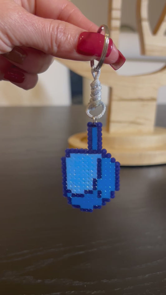 Pixel Art Dreidel Keychain